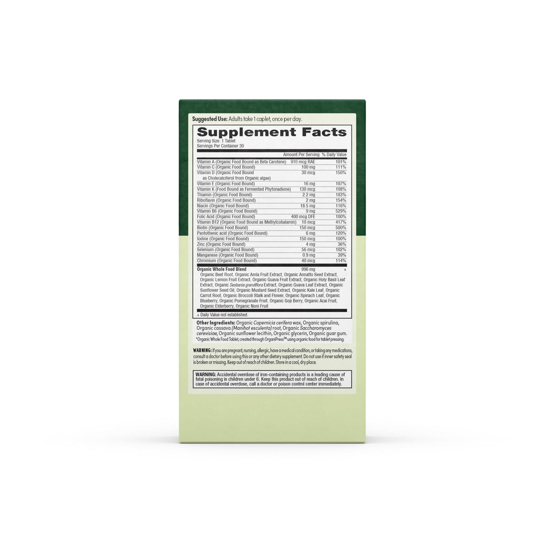 EarthFirst Organic Men’s Multi Once Daily, Men's Multivitamin, 19 Vitamins from Herbs & Superfoods, 30 Count