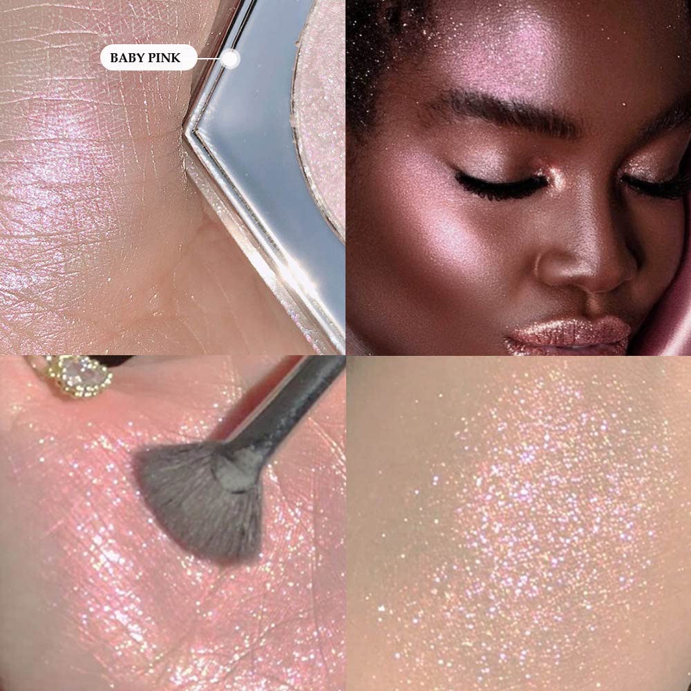 evpct Pink Mermaid Holographic Glitter Diamond Highlighter Makeup Palette for face iluminadores de maquillaje Blush Bronzer and Face Highlighters Makeup & luminizers Palette Iridescent Eyeshadow 02