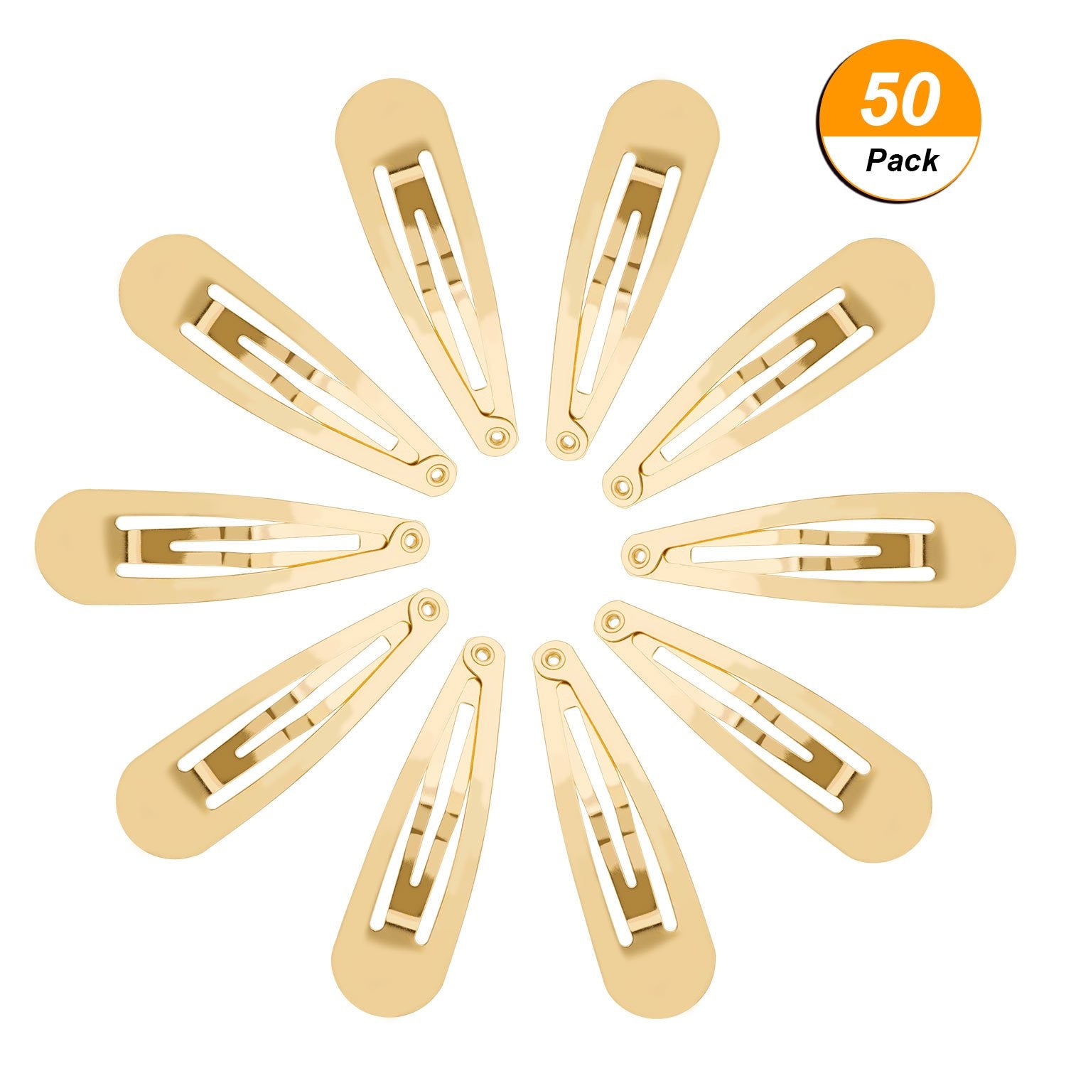 Gold: Hotop 50 Pack Snap Hair Clips Hair Barrettes For Kids, Girls And Women, 50 Mm (Gold)