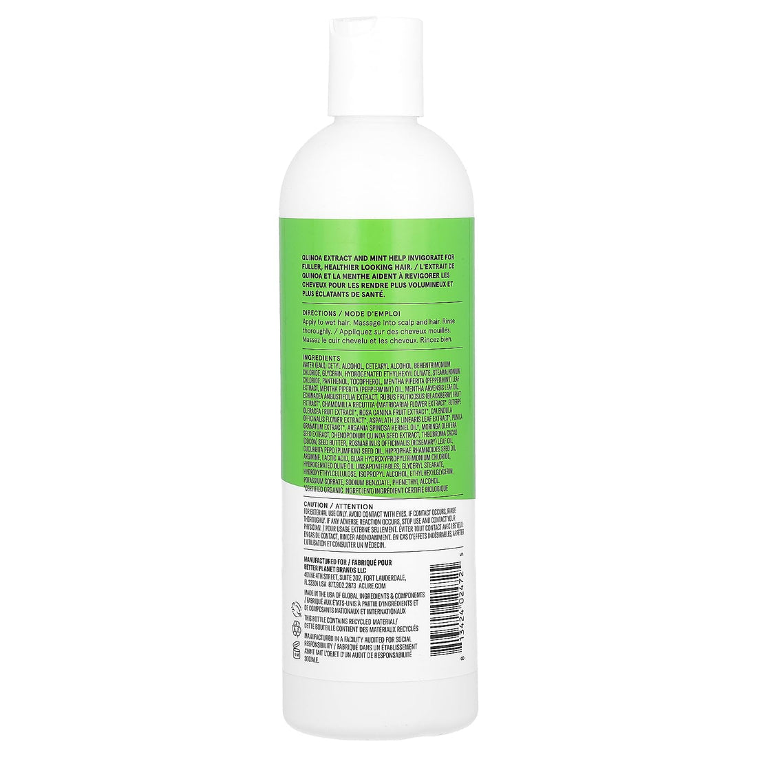 Acure Rejuvenate + Boost Conditioner | Featuring Quinoa Extract & Mint to Help Boost Density & Volume For Fuller, Healthier Hair, 12 Fl Oz