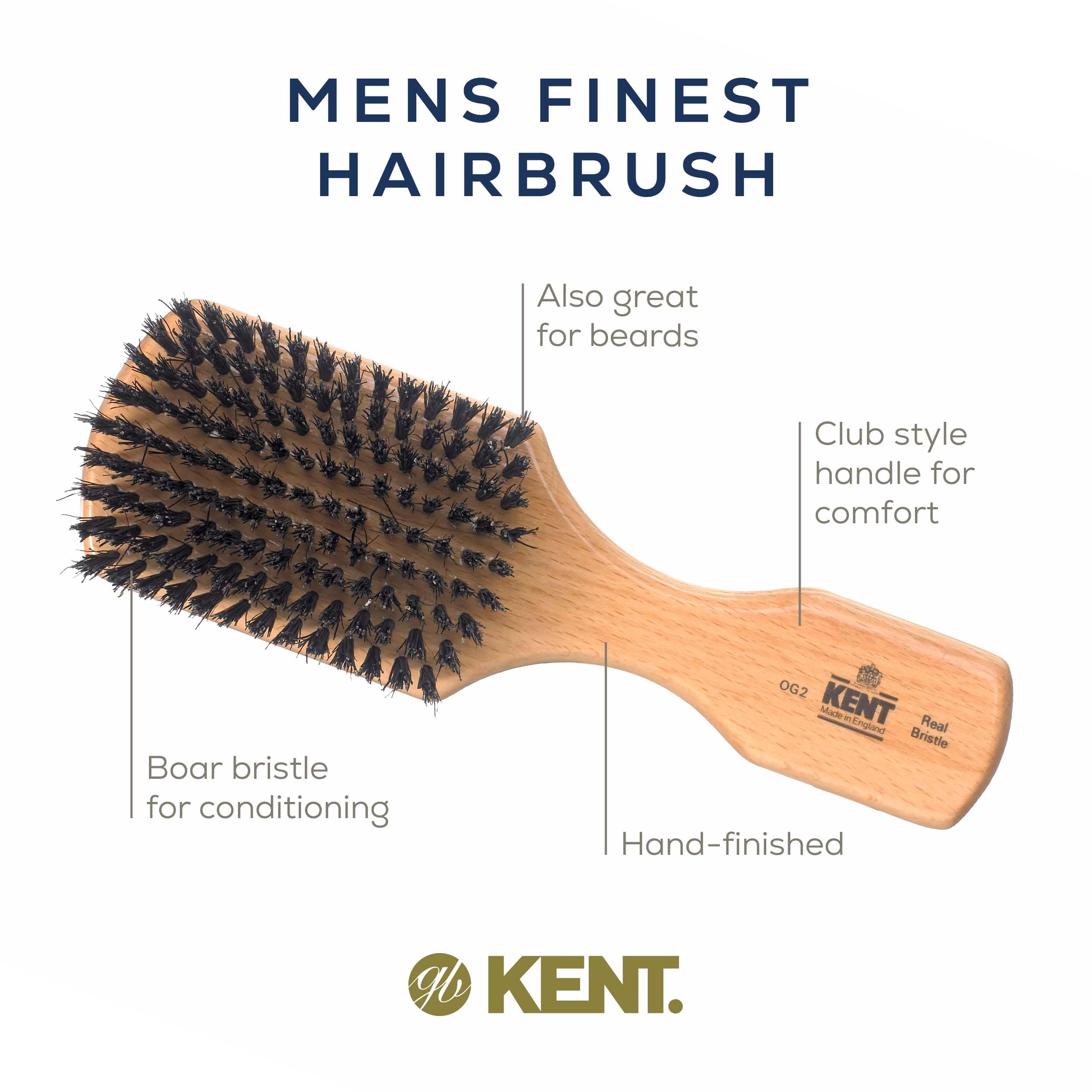 Kent Brushes Club Beech Wood Hairbrush, 6 Ounce