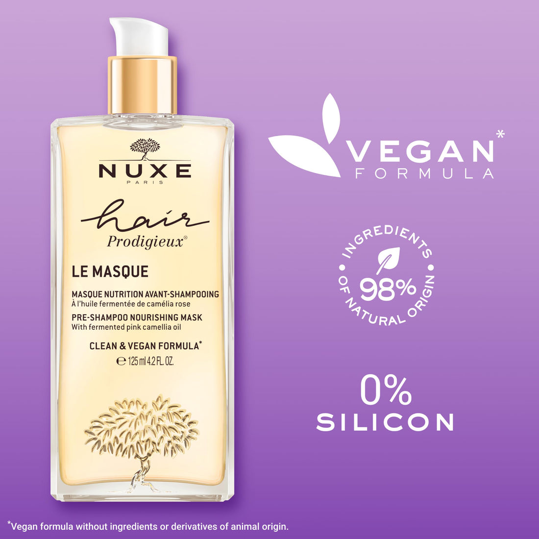 Nuxe Hair Prodigieux Pre-Shampoo Nourishing Mask. Intense Repair & Shine Treatment with Jojoba and Argan Oil, Silicon Free, 4.2 Fl Oz