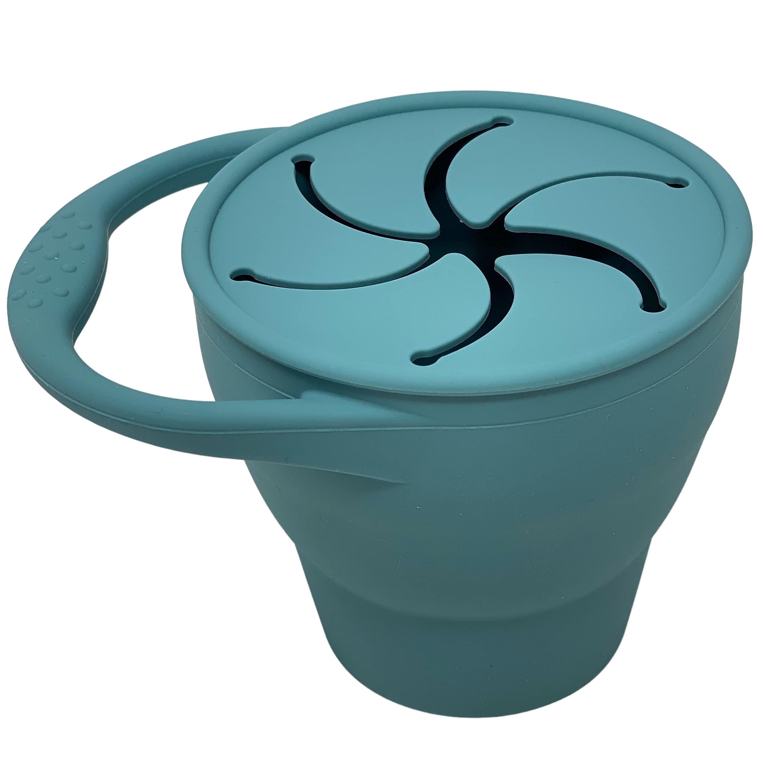 BraveJusticeKidsCo | Snack Attack Snack Cup | Collapsible Silicone Snack Container | Toddler and Baby Snack Catcher Lid (Dusty Rose)