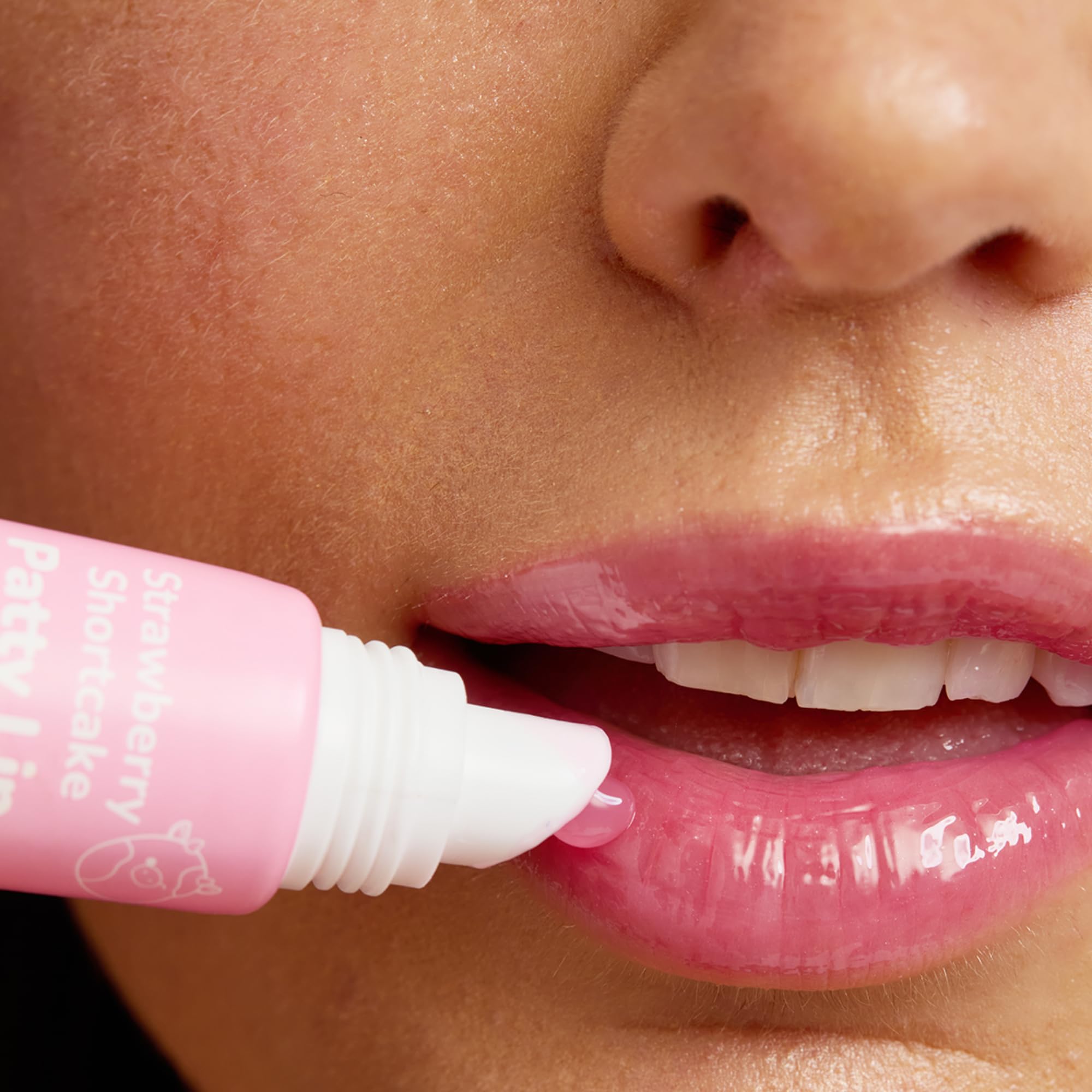 TONYMOLY x Squishmallow Easter Basket Stuffer Patty Keychain Strawberry Shortcake Lip Gloss - Sheer Pigmented Glossy Lip Stain, Hydrating Nourishing High Shine, Non-Sticky, Tinted Pink, 11ml