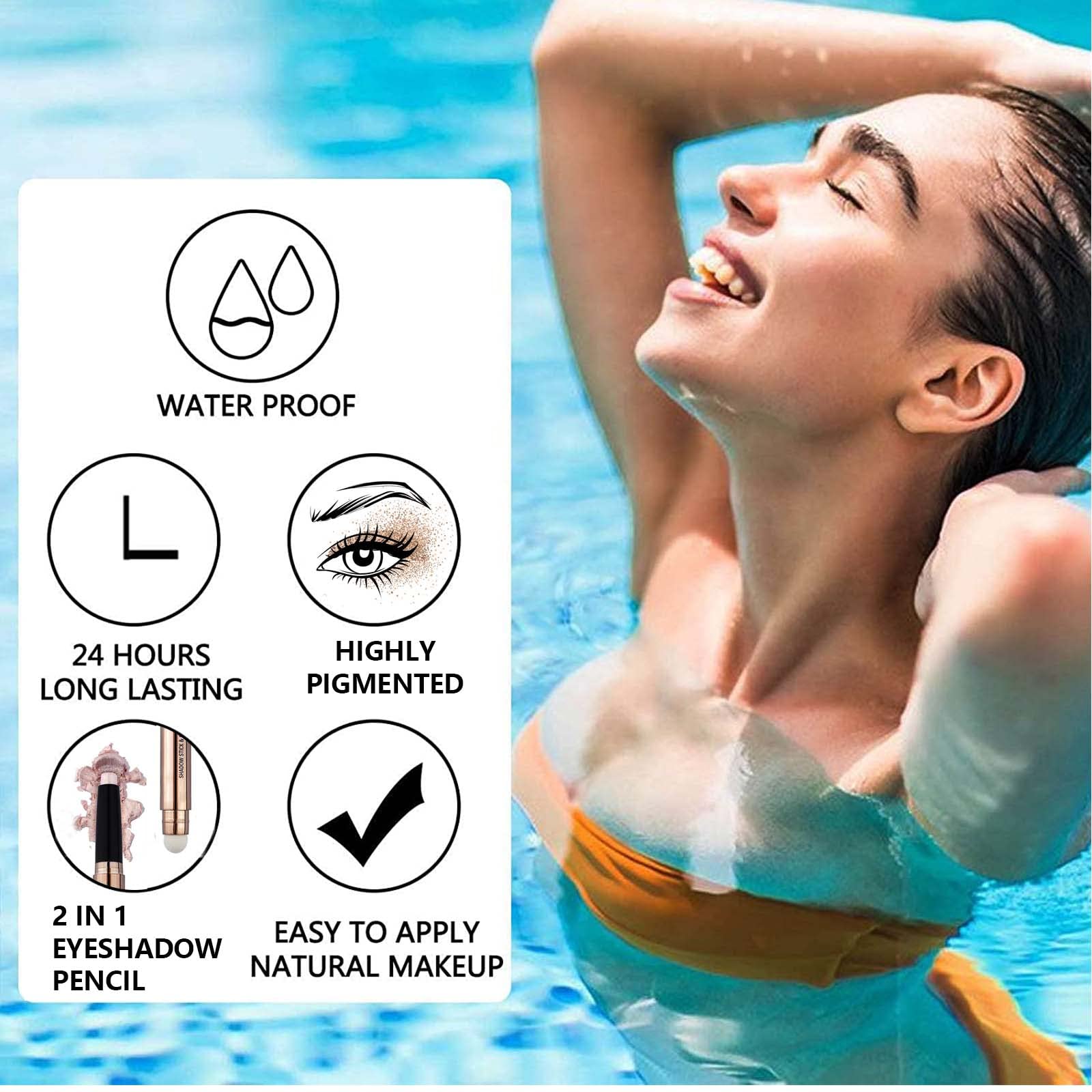 Metiplou Eyeshadow Stick Eye Shadow Pencil Eye Makeup Cream Shimmer Glitter Smooth Eye Shadow Sticks Nude Matte Korea Palette Primer Crayon Liquid Highlighter Natural Waterproof Long Lasting 02