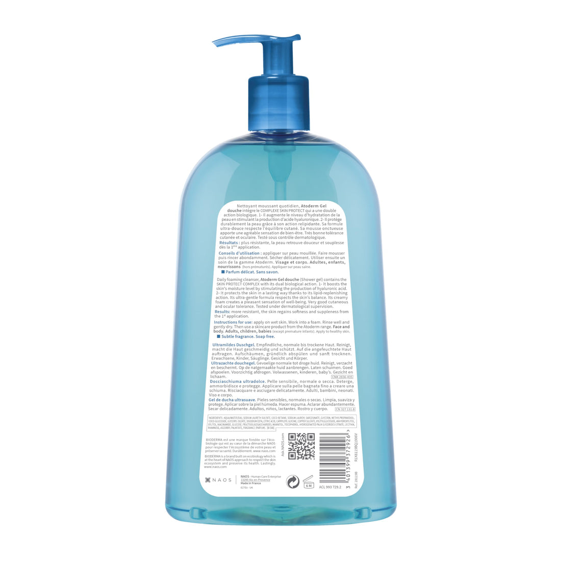Bioderma - Atoderm Hydrating Shower Gel Body Wash - Moisturizing Face and Body Cleanser for Normal to Dehydrated Sensitive Skin