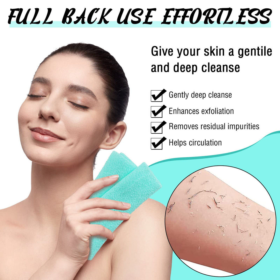 Set of 5 Exfoliating Body Scrubber Back Scrubber for Shower Exfoliating Washcloth with Handles Body Scrub Towel Pull Strap Shower Scrubber for Body Cleans Skin Massages for Women Men