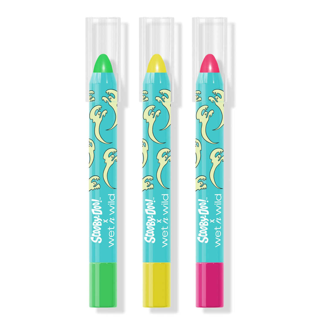 wet n wild Scooby Doo UV Glow Crayon Set, 3-Piece Face & Body Makeup Kit, Neon Colors that Glow Under UV Light, Infused with Vitamin E, Cruelty-Free & Vegan - Glow Madness