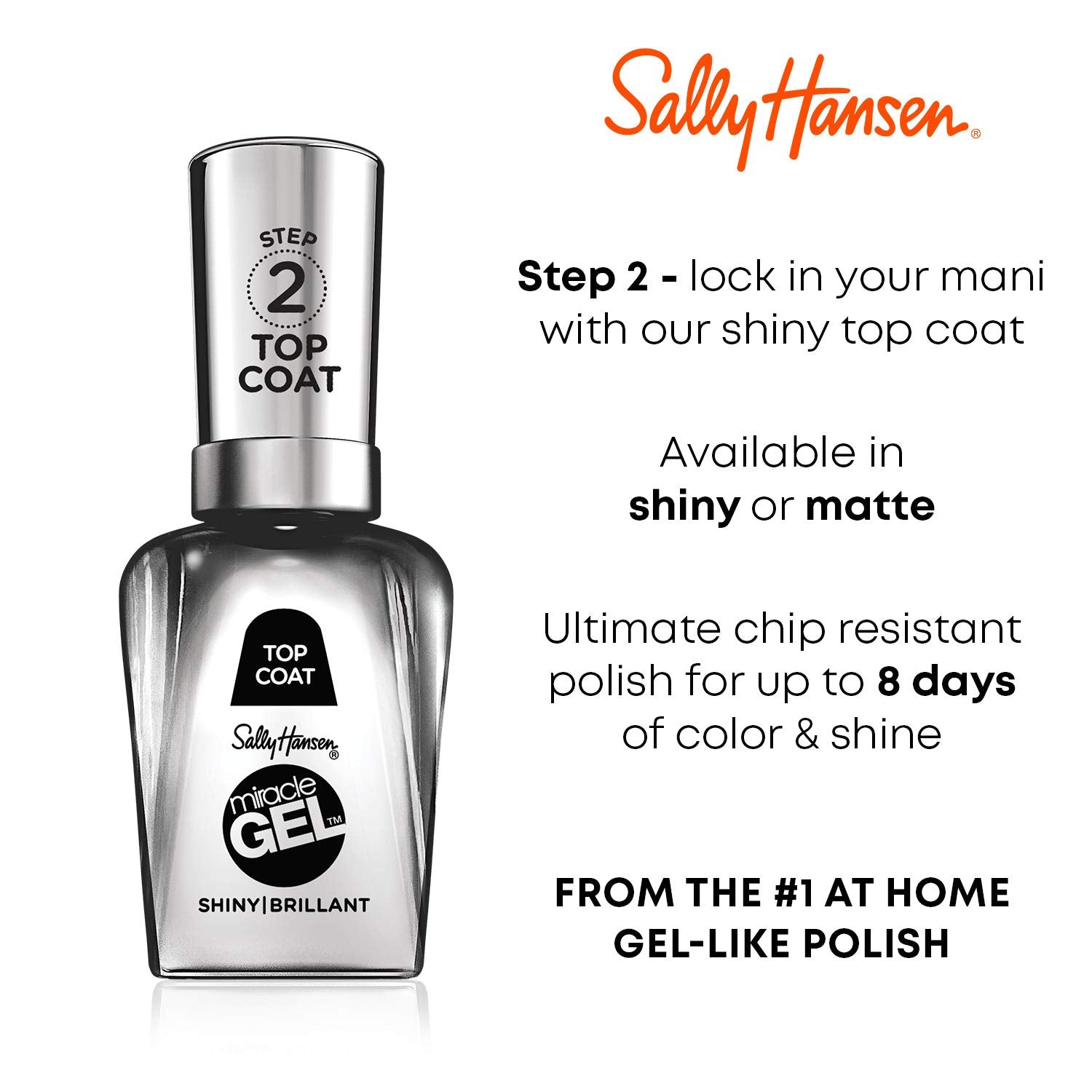 Sally Hansen Miracle Gel™, Onyx-pected, Long Lasting, Gel-Like Formula, No UV Lamp Needed, Black Nail Polish