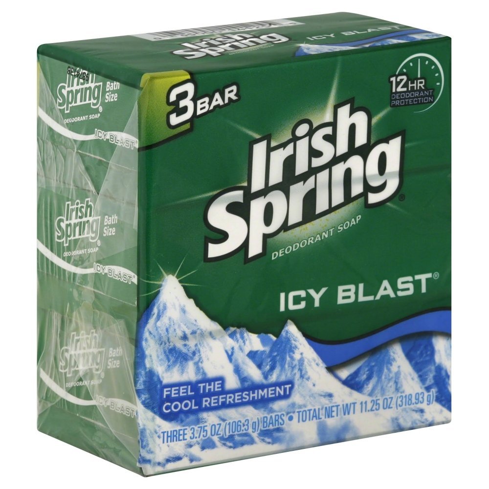Irish Spring Deodorant Soap, IcyBlast, 4 oz, 2 Pack