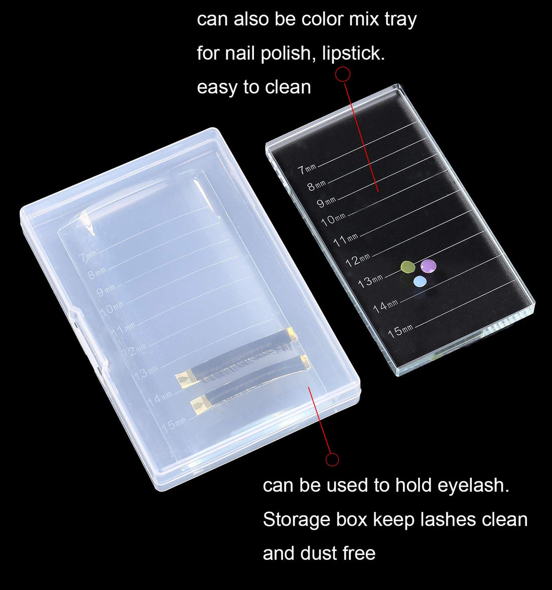 Catchin Curve: Eyelash Extension Crystal Pallet Lash Holder Tray Bigger Size with Storage Case 4.3X2.4 Inch
