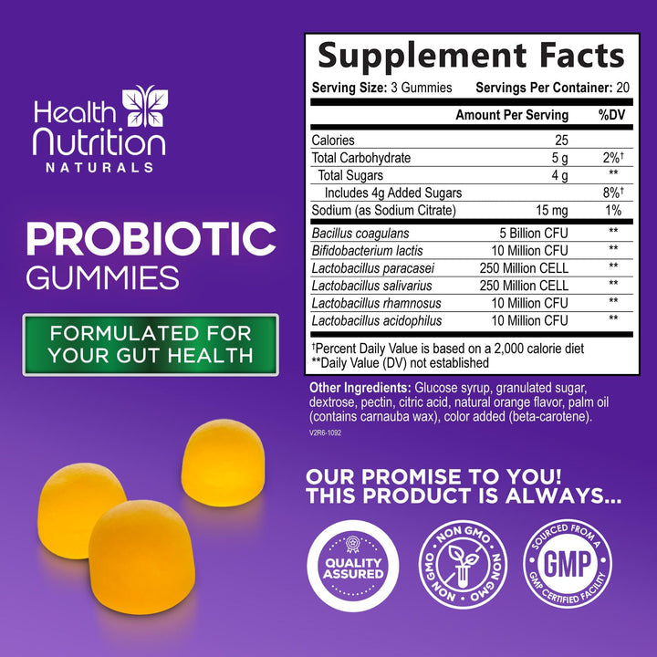 Probiotic Gummies for Digestive Health - Daily Probiotics for Women & Men Gummy, 5 Billion CFU Probiotics Supplement, Probiotic Strains Supports Immune, Vaginal, & Gut Health, Non-GMO - 60 Gummies