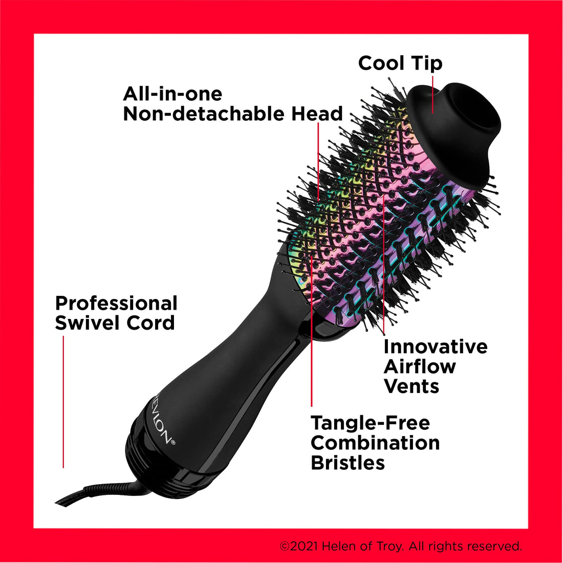 REVLON One-Step Hair Dryer and Volumizer Hot Air Brush, Rainbow Gold Edition, 1 Count