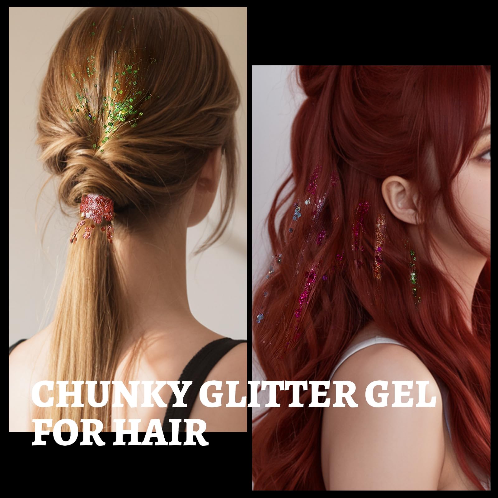 Teenitor 24 Colors Body & Hair Glitter Gel - Face, Body, Hair Glitter for Halloween Makeup