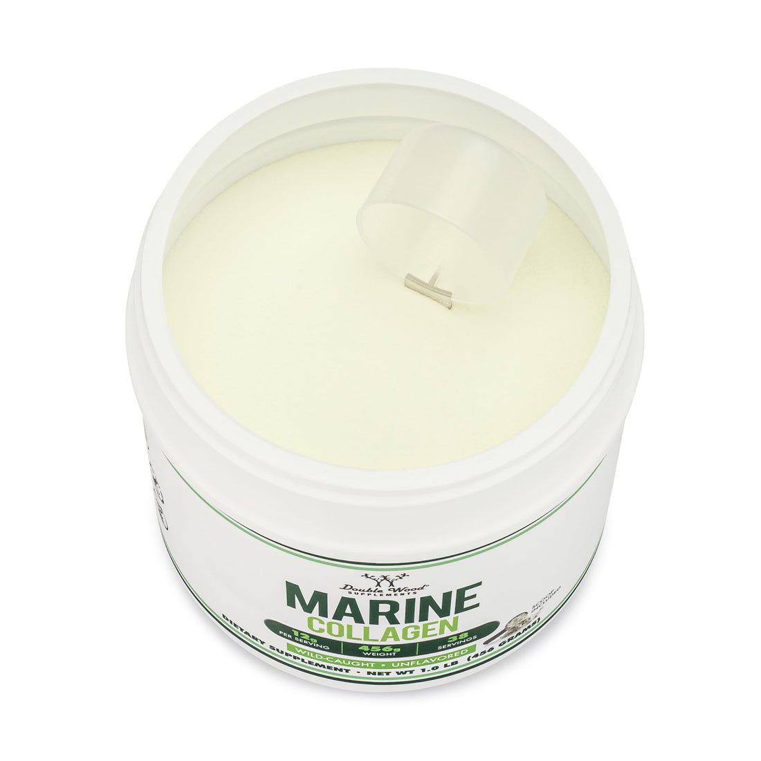 Double Wood Supplements Marine Collagen Powder (1 LB / 16 OZ of Quick Dissolve Marine Collagen Peptides) Wildcaught, Unflavored, Micronized - Scoop Included, No Fillers (38 Servings of 12 Grams Each)