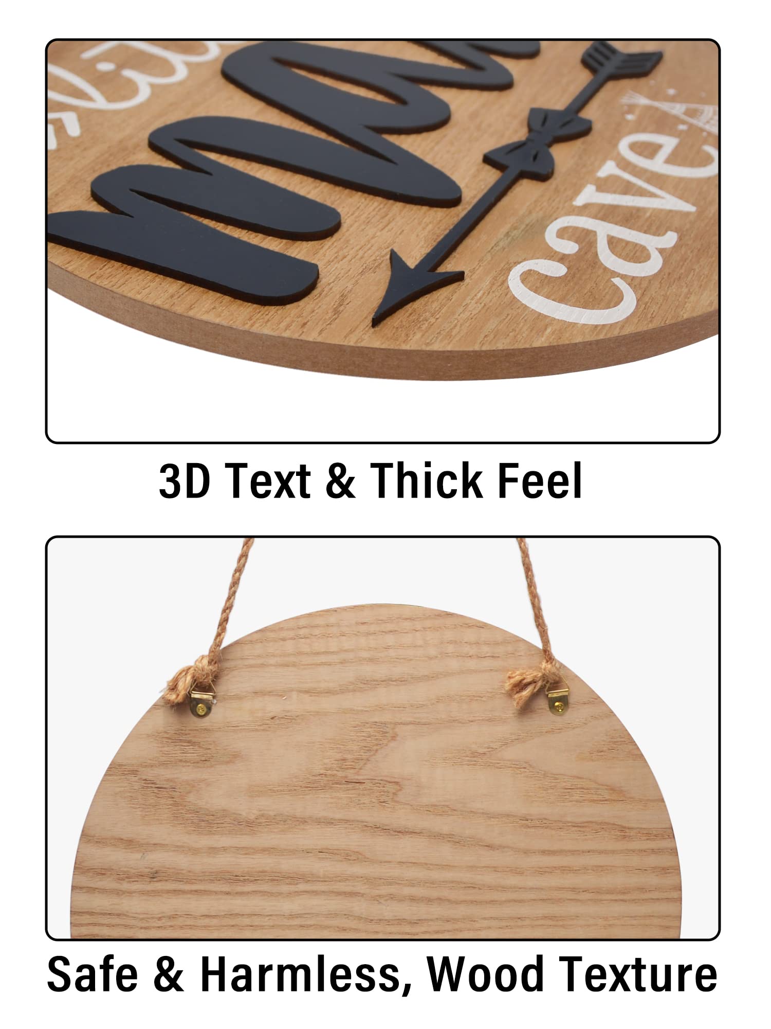 Little Man Cave Boys Baby Toddler Room Decor Wooden Circle Door Sign for Hanging Woodland Nursery Decor Little Boy Kids Bedroom Living Room Wall Decor