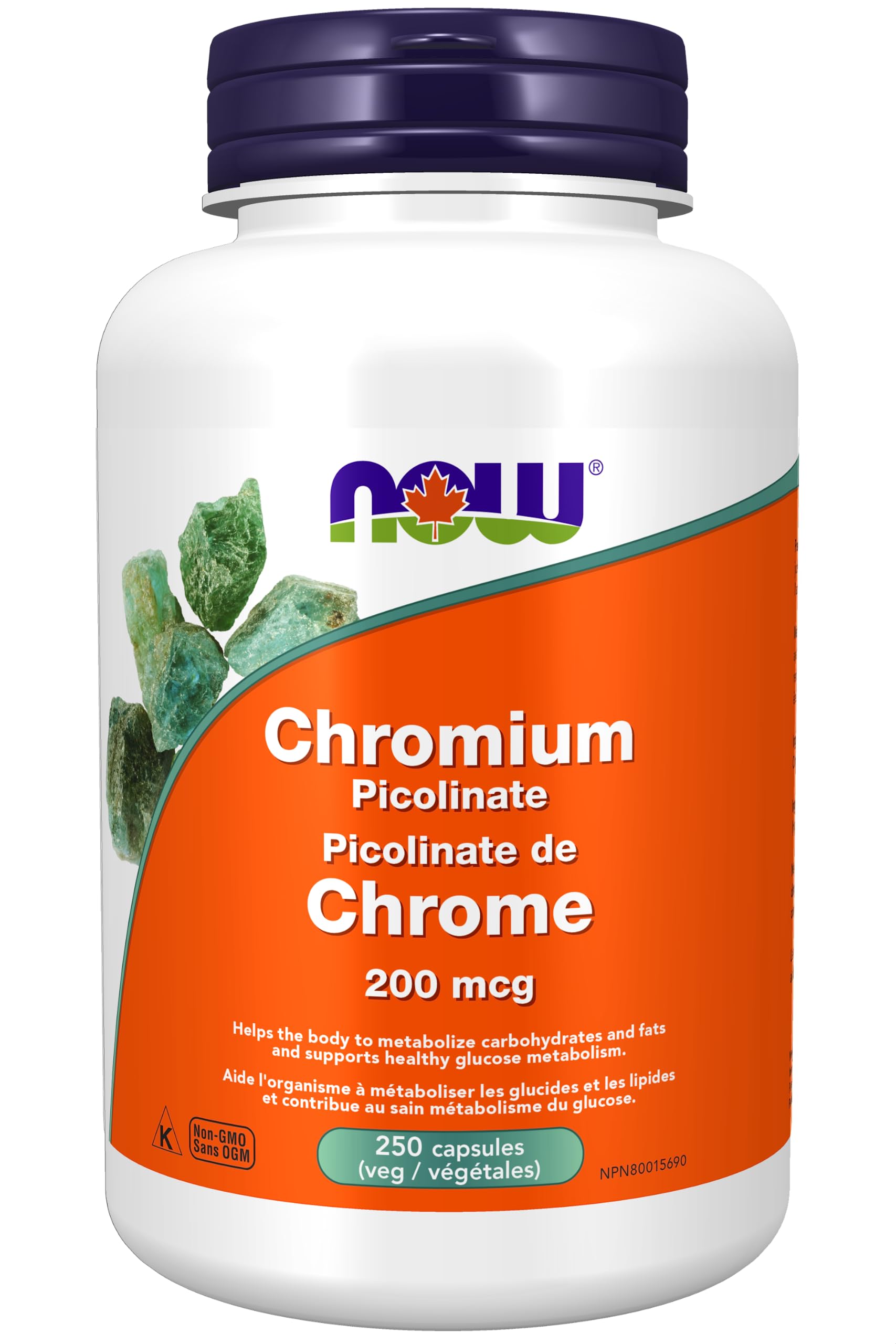 NOW Supplements, Chromium Picolinate 200 mcg, Insulin Co-Factor*, 250 Veg Capsules