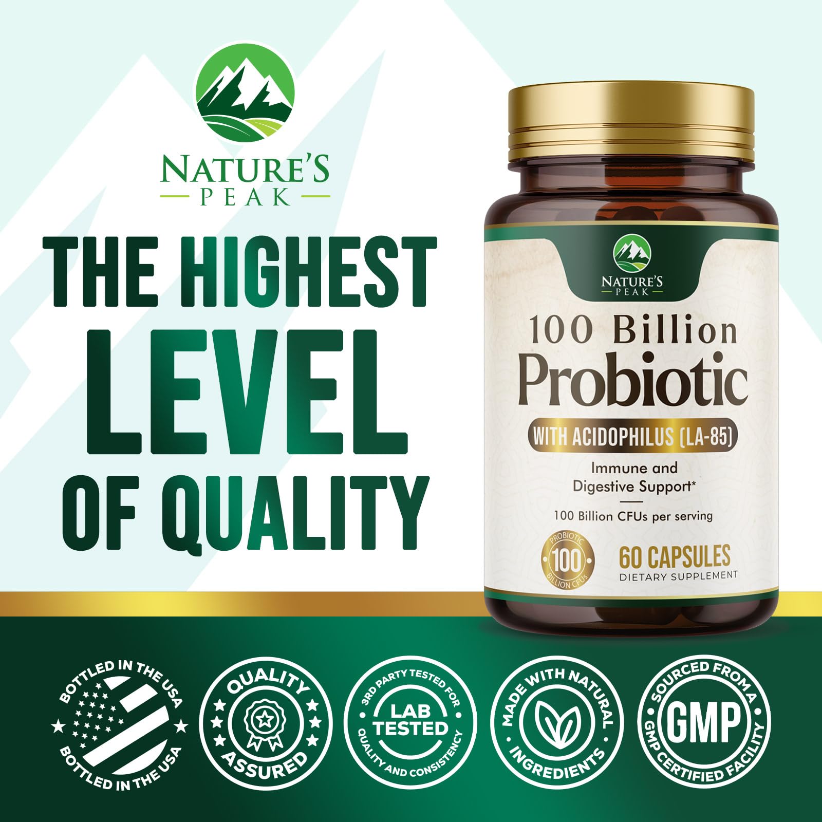 Probiotics for Digestive Health, 120 Billion CFU for Women's Vaginal pH & Daily Immune Support, Nature's Probiotic Supplement for Gut Health & Bloating, Probiotics for Women & Men - 60 Capsules