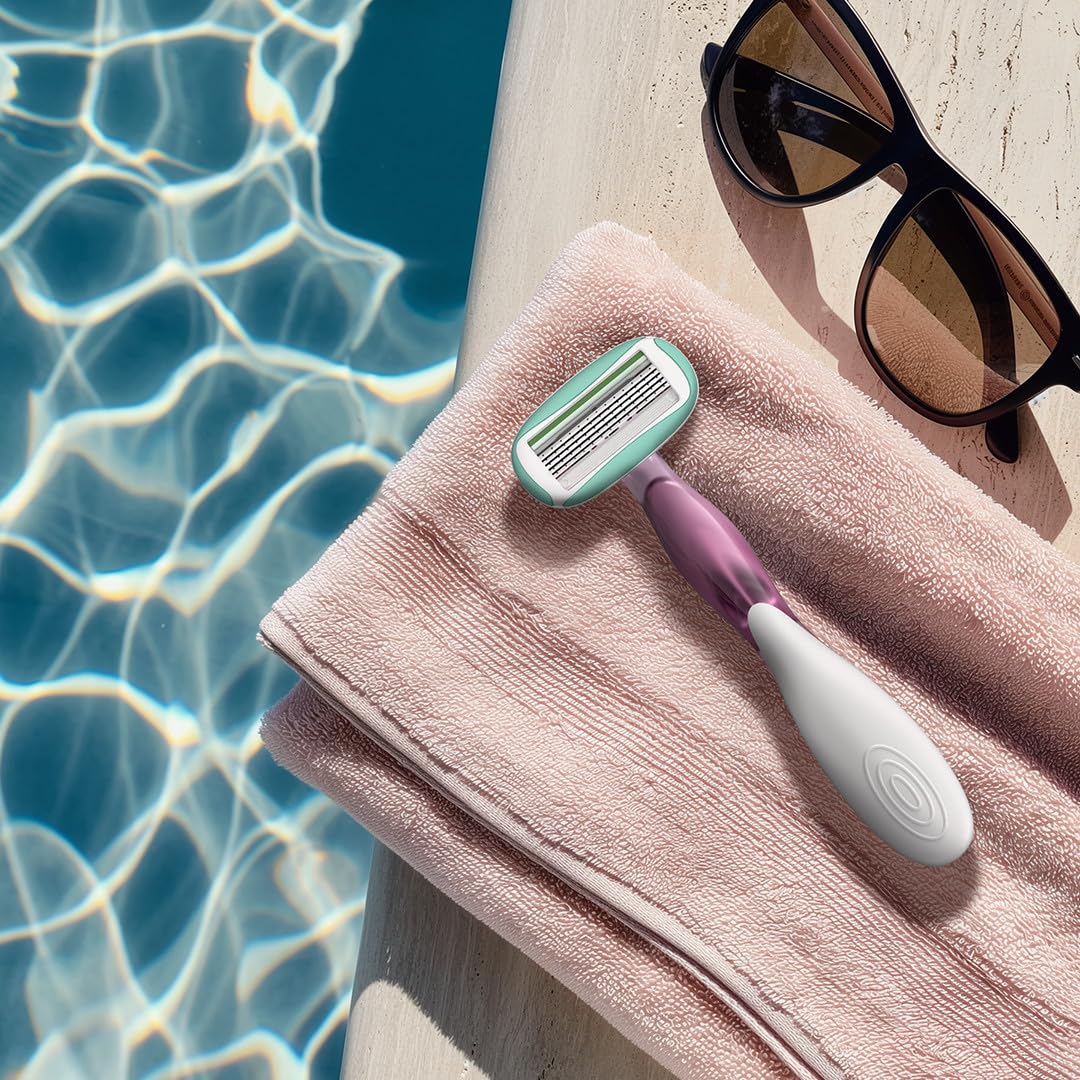 Soleil Sensitive Advanced Women's Disposable Razor, Five Blade, 2 Count, for a Flawlessy Smooth Shave