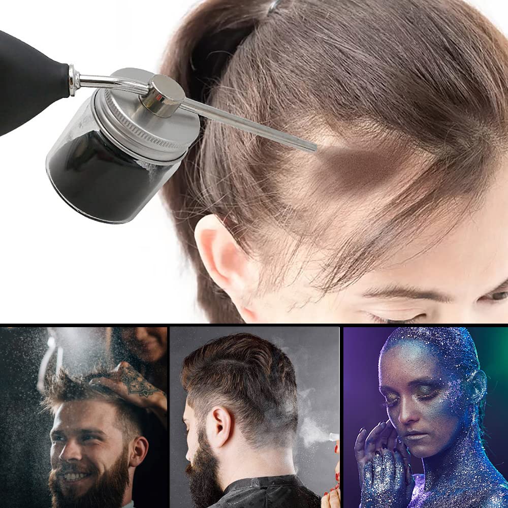 Noverlife Powder Spray Bottles, 12.5G Hairdressing Tools Hair Building Fiber Spraying Bottle, Powder Duster Applicator Nozzle Pump Hair Loss Sprayer Atomizer, Dry Glitter/Mica Spray Pump Dispenser
