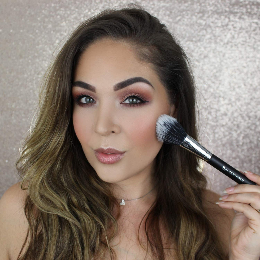 pro Duo Fiber Stippling Brush for Liquid Foundation or Contouring with Bronzer, Highlighters or Luminizers: Short & Long Bristles for Soft Blending, Buffing; Works with Creams, Powders, Minerals