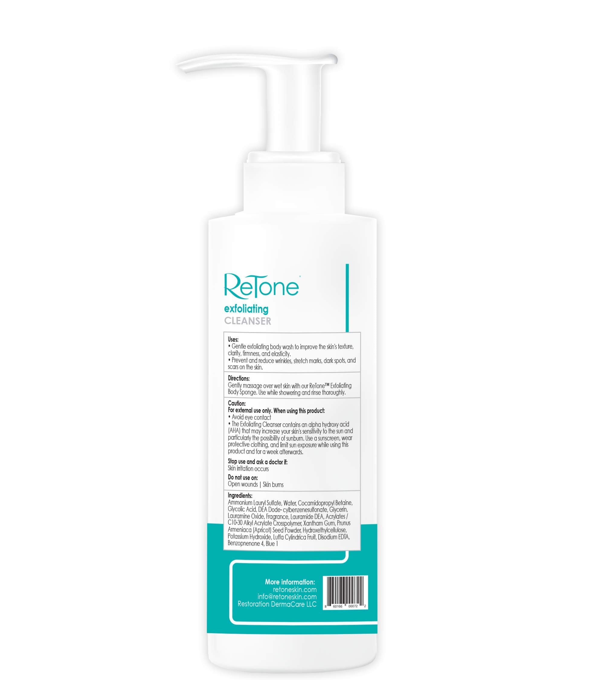 ReTone Exfoliating Body Wash: Keratosis Pilaris, Scars, Stretch Marks - Gentle Glycolic acid cleanser to exfoliate and soften rough, bumpy, and stubborn dry skin