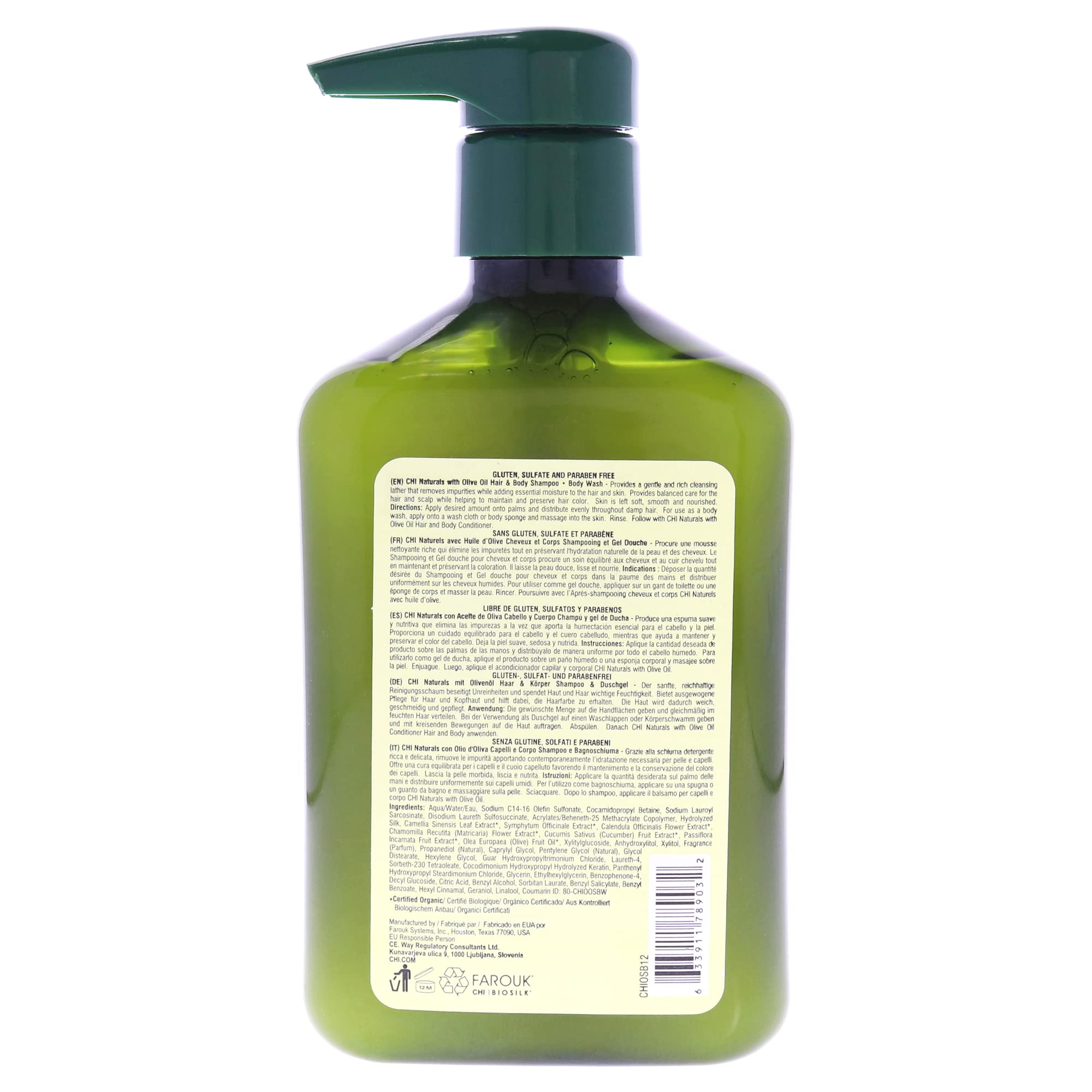 CHI Olive Organics Hair & Body Shampoo Body Wash (For Hair and Skin) 340ml/11.5oz