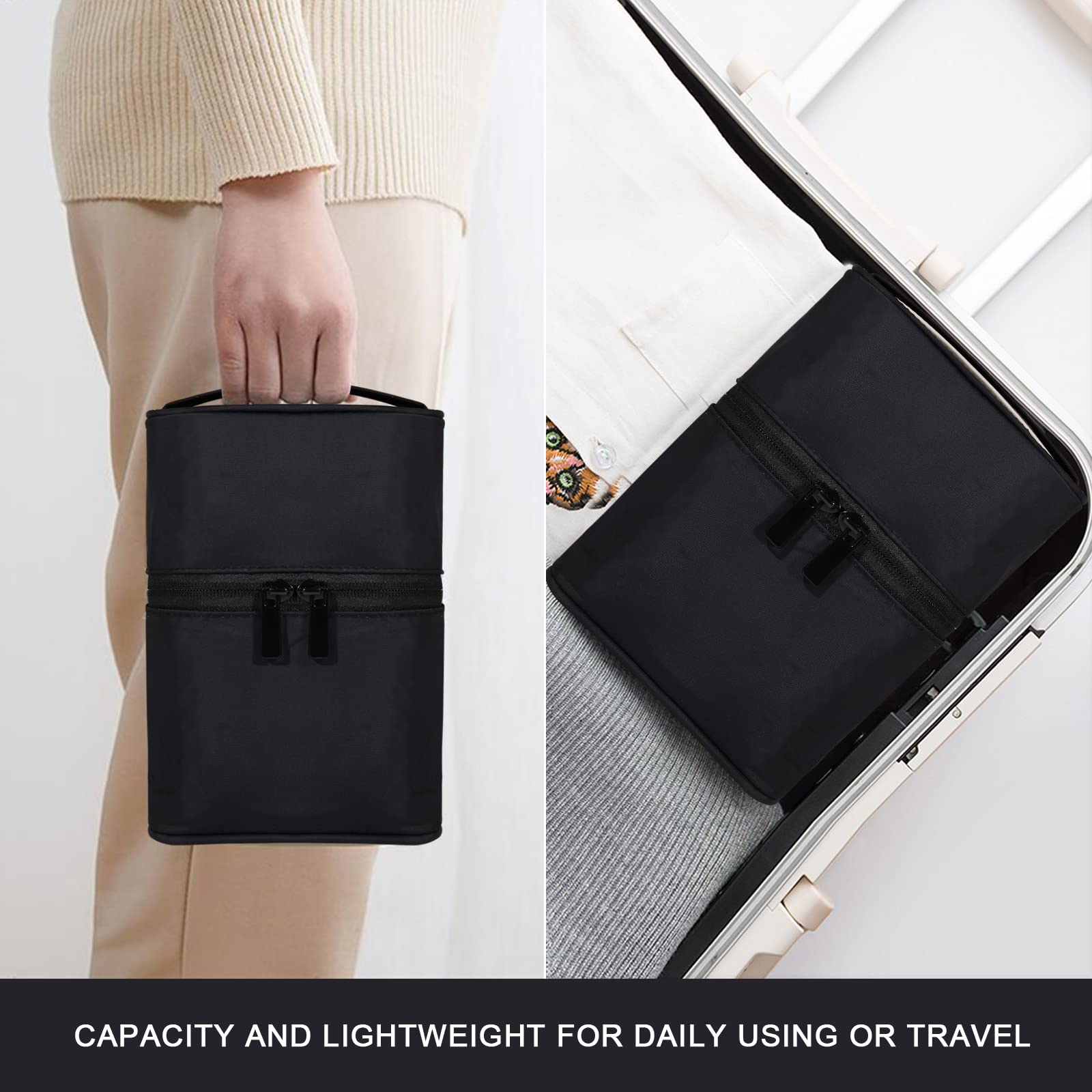 Bysiter Black: Makeup Brush Organizer Artist Makeup Bag Brushes Set Case Professional Travelling Brush Pen Pencil Holder Make Up Cup Storage Organizer Case Pencil Pouch Cosmetic Bag for T