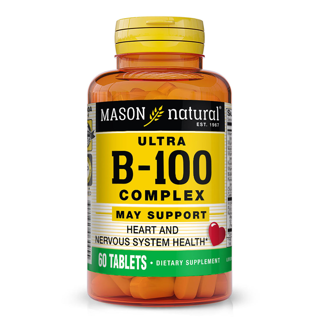 MASON NATURAL Ultra B-100 Complex - Healthy Heart and Nervous System, Improves Immune Function and Energy Metabolism