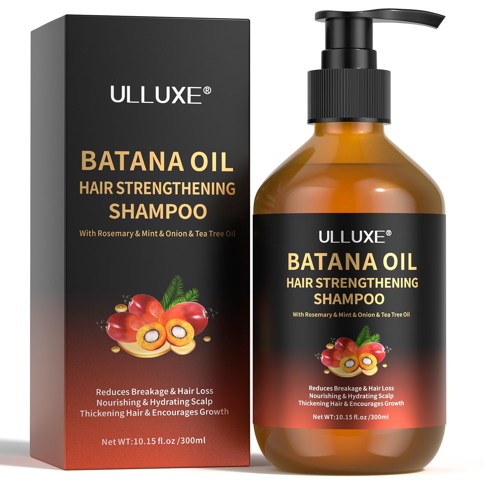 Batana Oil Hair Growth Shampoo, Thinning Hair & Hair Loss Shampoo with Rosemary & Tea Tree Oil, Strengthening & Thickening Formula for Women & Men, for All Hair Types, Sulfate Free, 10.15 fl oz