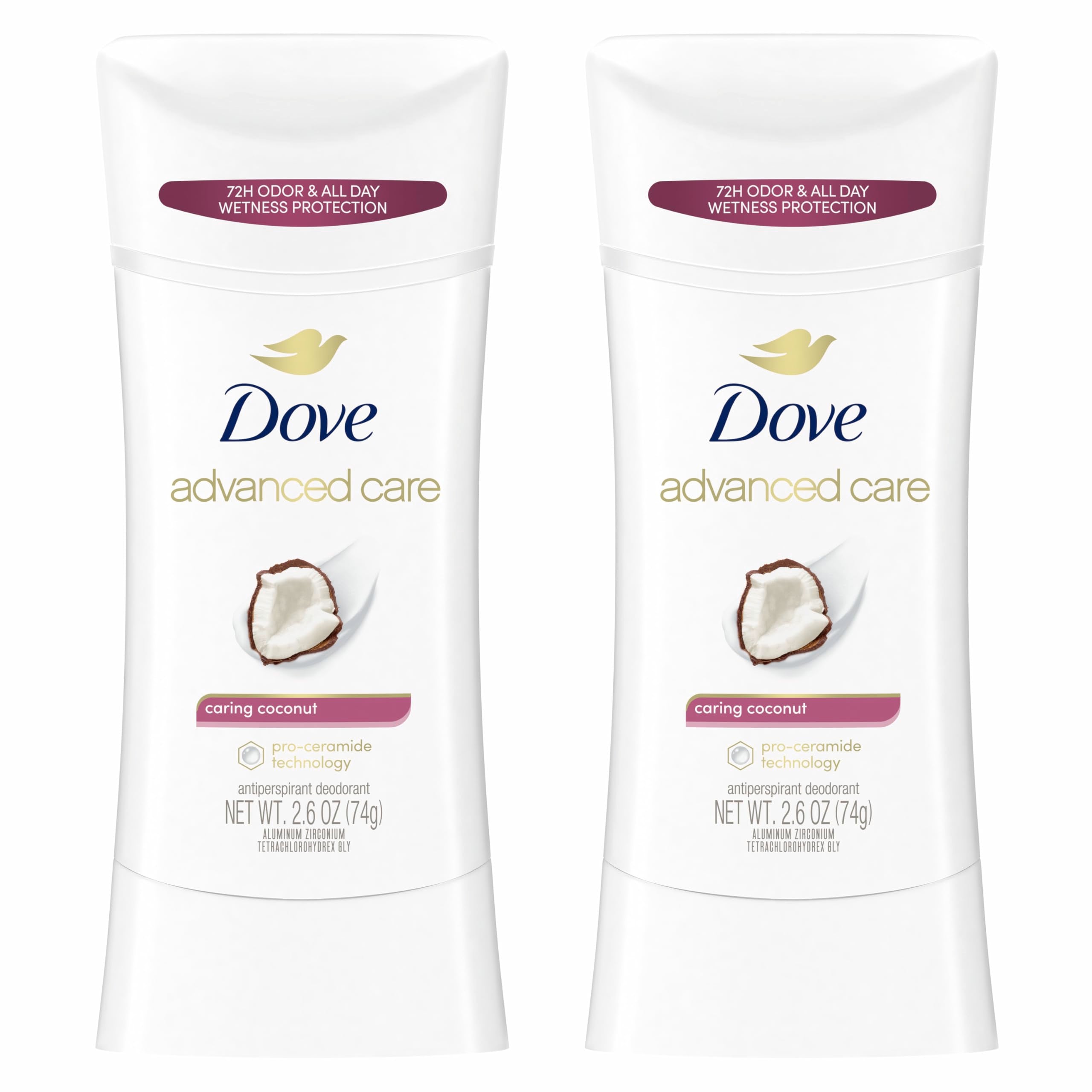 Dove Advanced Care Antiperspirant Deodorant, Caring Coconut 2.6 Ounce, 2 Pack
