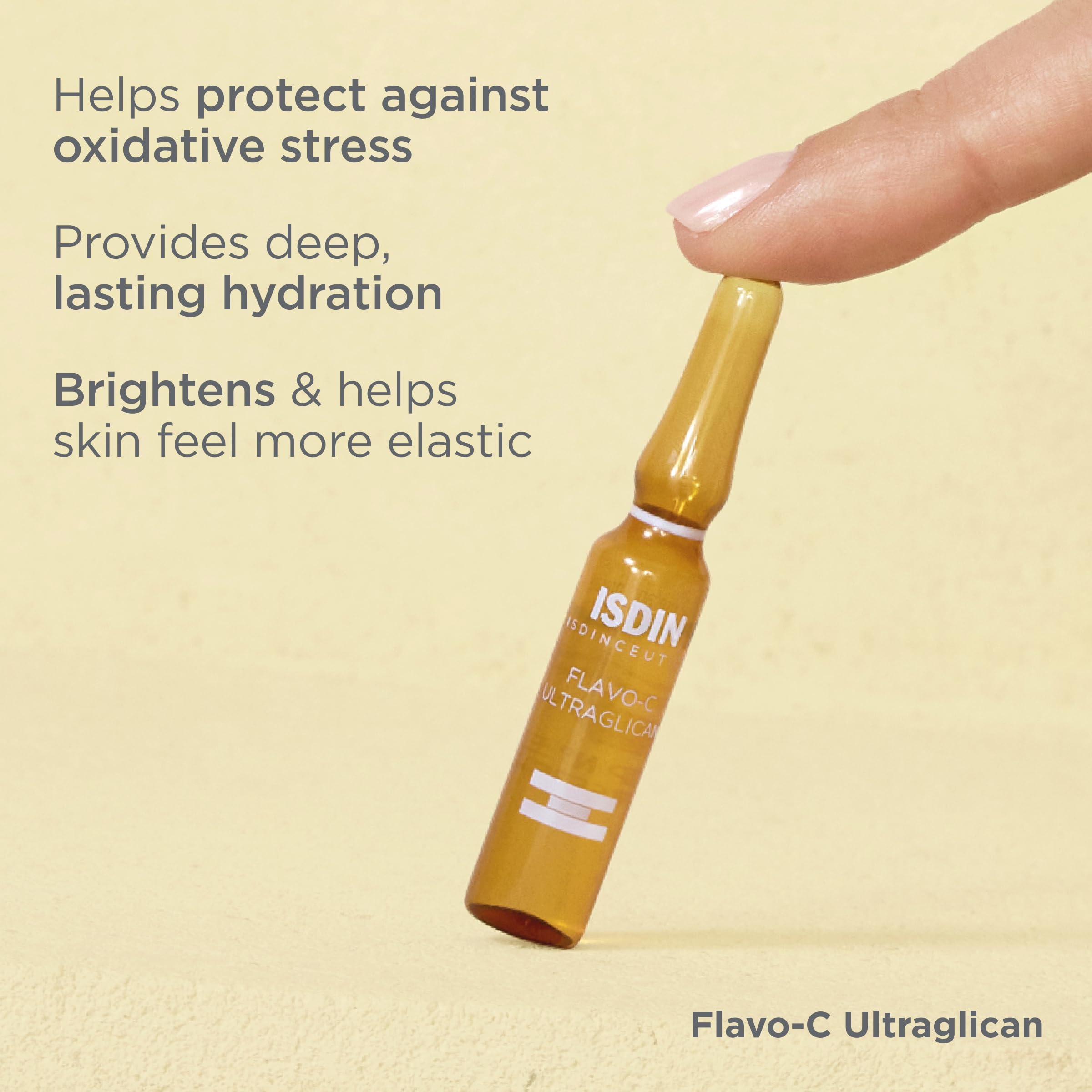 Isdinceutics Flavo-C Ultraglican Vitamin C and Hyaluronic Acid Brightening and Antioxidant Day Serum for Face - 10 ampoules, 0.06 FL OZ x 10
