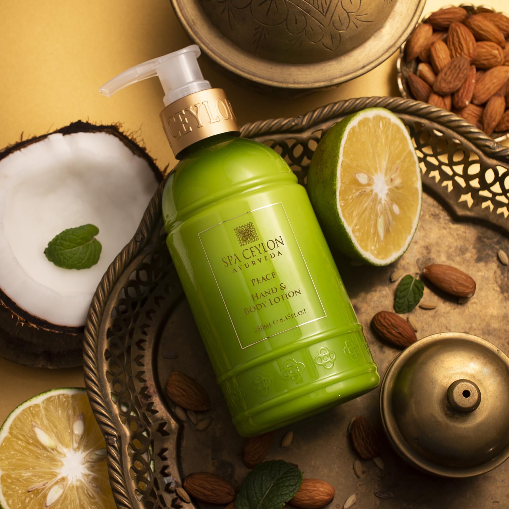 SPA CEYLON Peace Hand and Body Lotion | Calming Herbal Moisturizer with Coconut, Almond & Lemongrass | Gentle & Soothing for All Skin Types