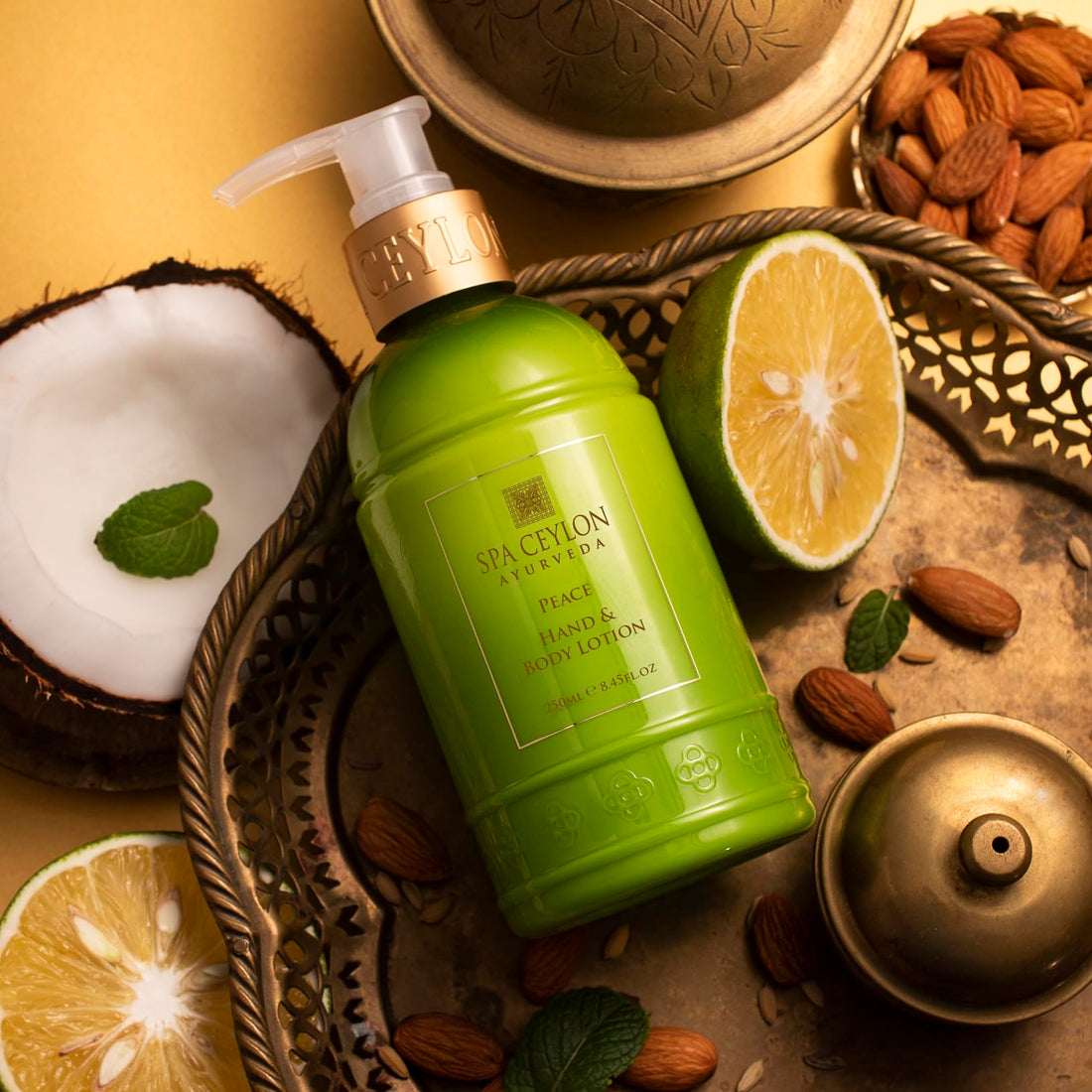 SPA CEYLON Peace Hand and Body Lotion | Calming Herbal Moisturizer with Coconut, Almond & Lemongrass | Gentle & Soothing for All Skin Types