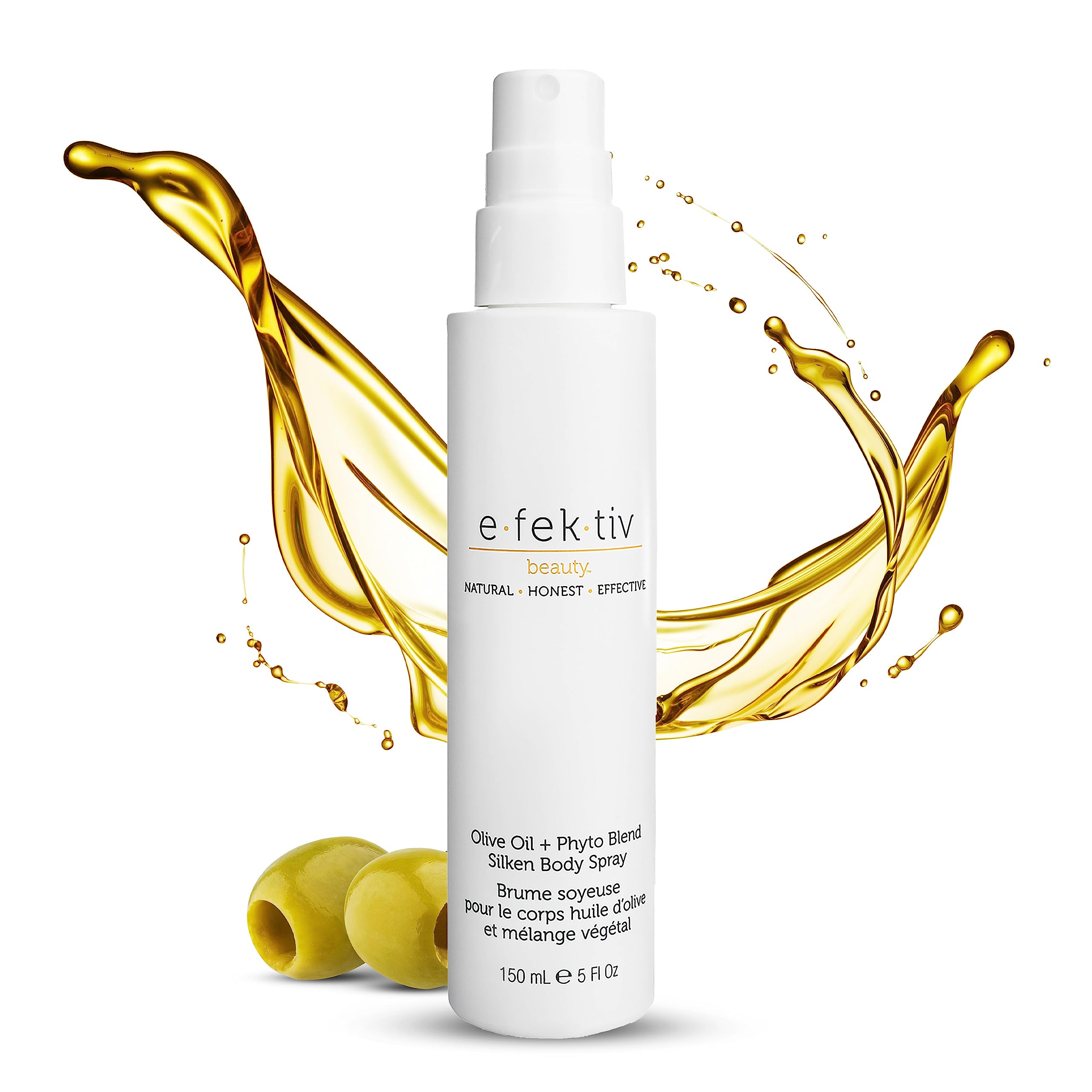 e.fek.tiv beauty Olive Oil + Phyto Blend Silken Body Spray - Ultra Moisturizing Mist for the Skin - Dry Oil Body Spray Moisturizer - No Gluten, Parabens, Sulfates - Cruelty Free - 5 Oz