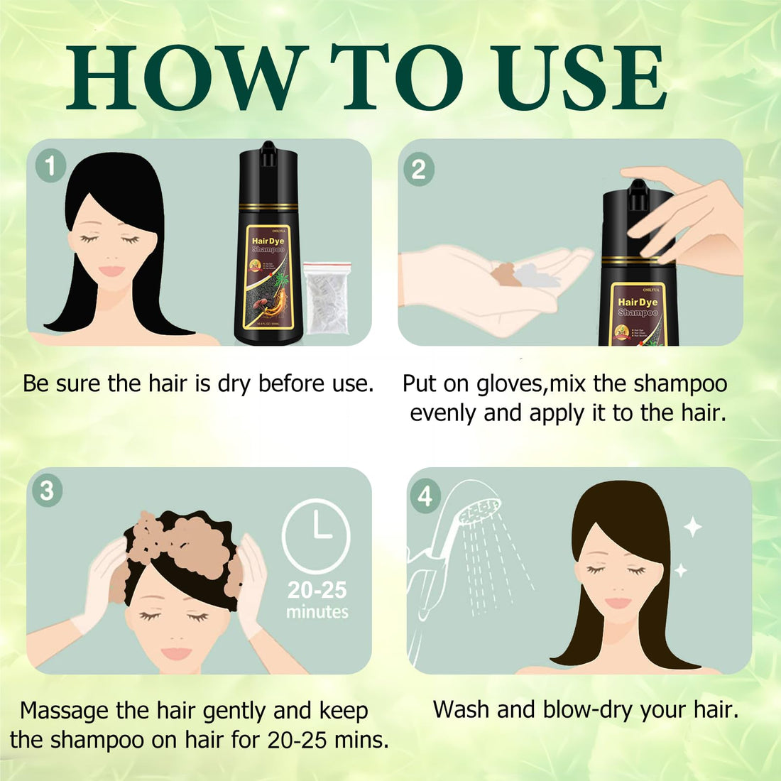 Instant Herbal Dye/Color Shampoo 3 in 1 for Gray Hair - for Women & Men, Natural, Easy to Use & Long Lasting Black Shampoo 500ml (Dark Coffee)