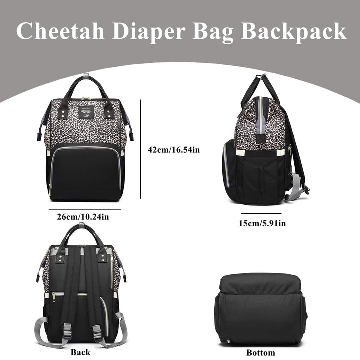 Armbq Leopard Print Diaper Bag Backpack Multi-Function Diaper Bag for Baby Care Waterproof Travel Baby Bag for Mom Brown