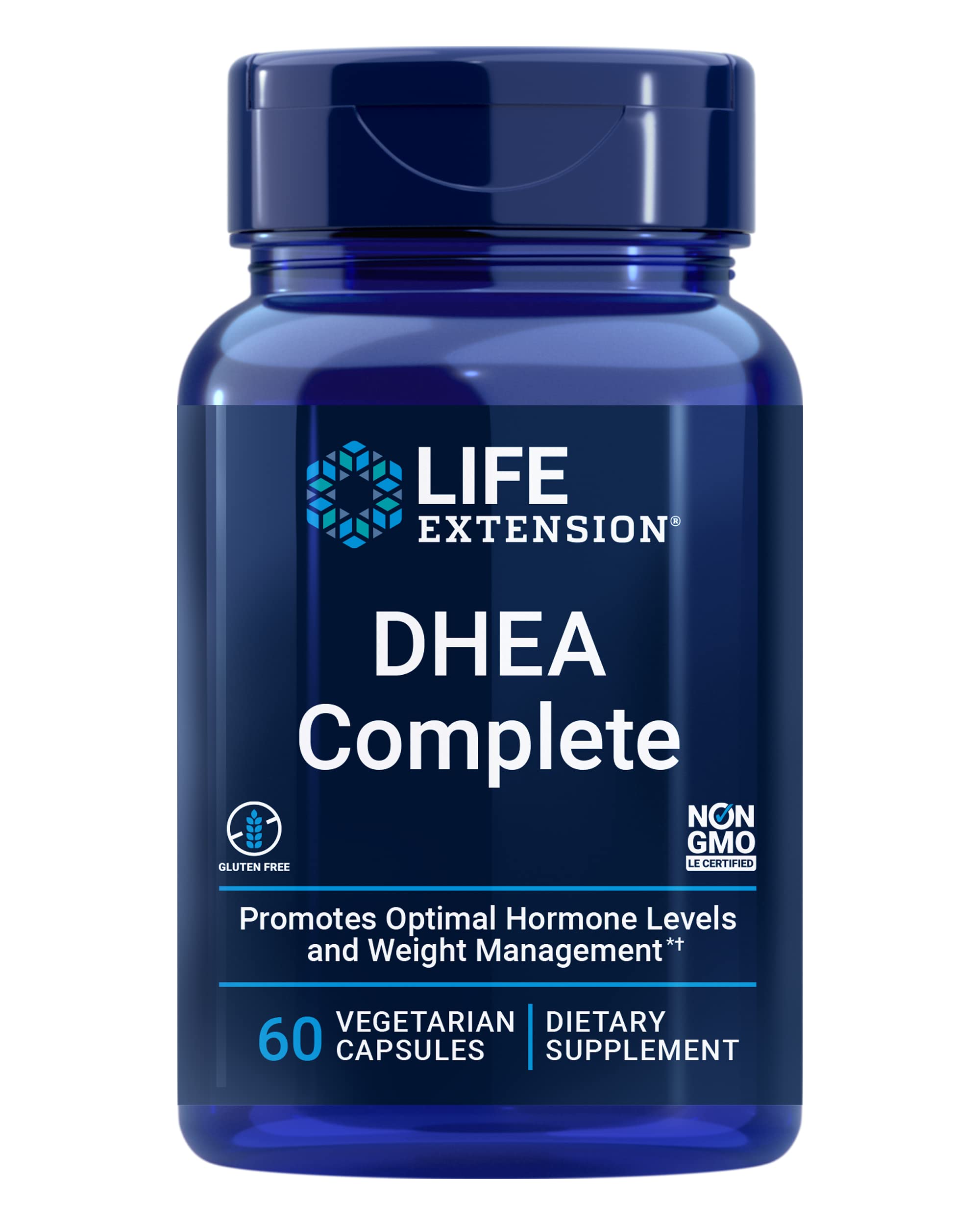 Life Extension DHEA Complete with 7-Keto - Supports Healthy Body Weight, Mood, Lean Muscle Mass, Libido & More - Non GMO, Gluten-Free, Vegetarian, 60 Capsules