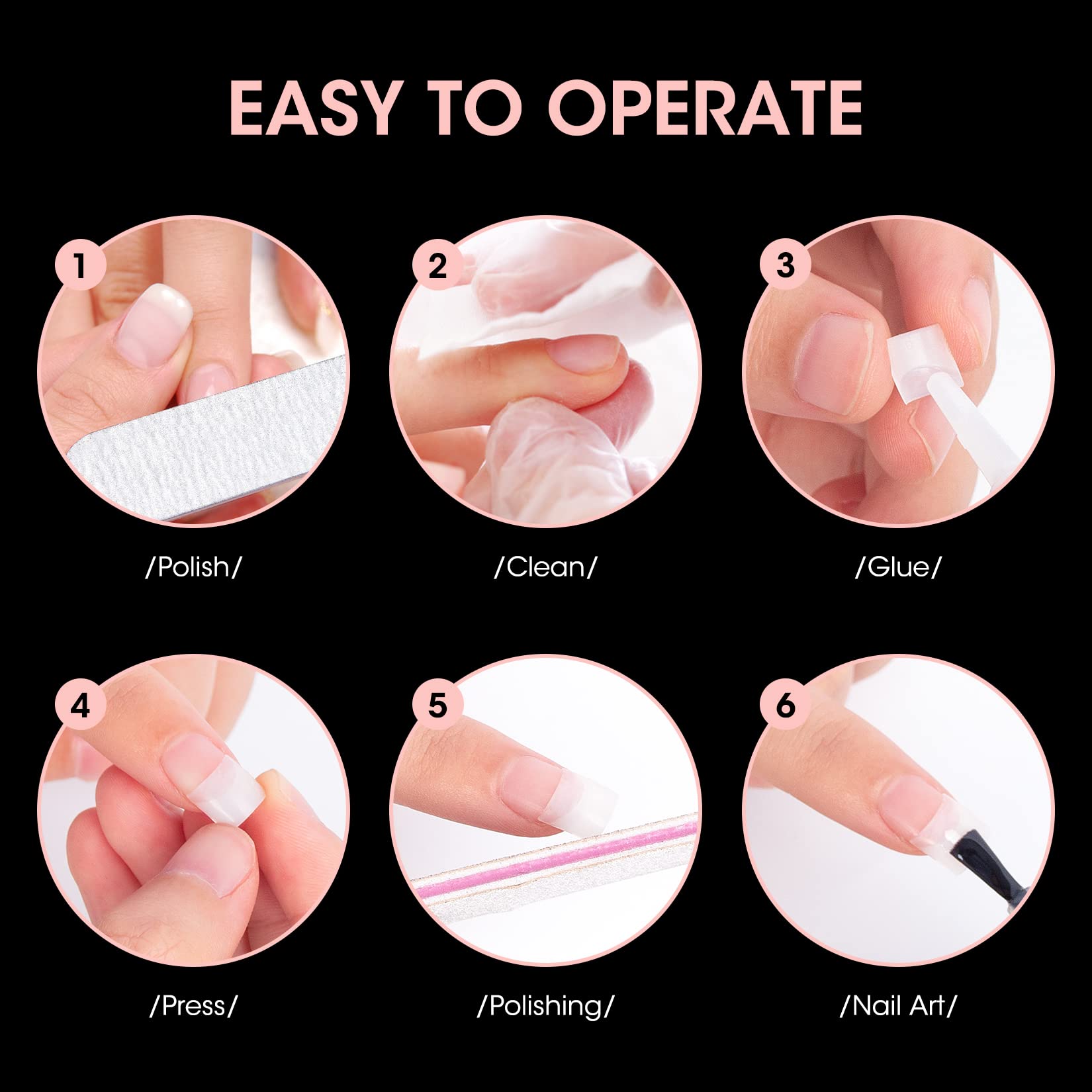 Buqikma Short Nail Tips - 1000PCS Nail Tips Short French Style Square Tips for Acrylic Nails Half Cover with Case for Nail Salon