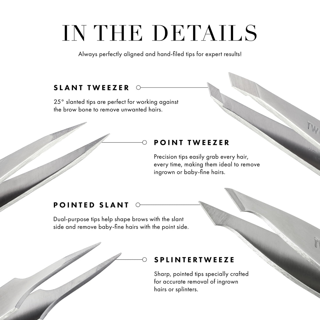Tweezerman Stainless Steel Slant Tweezer, Black