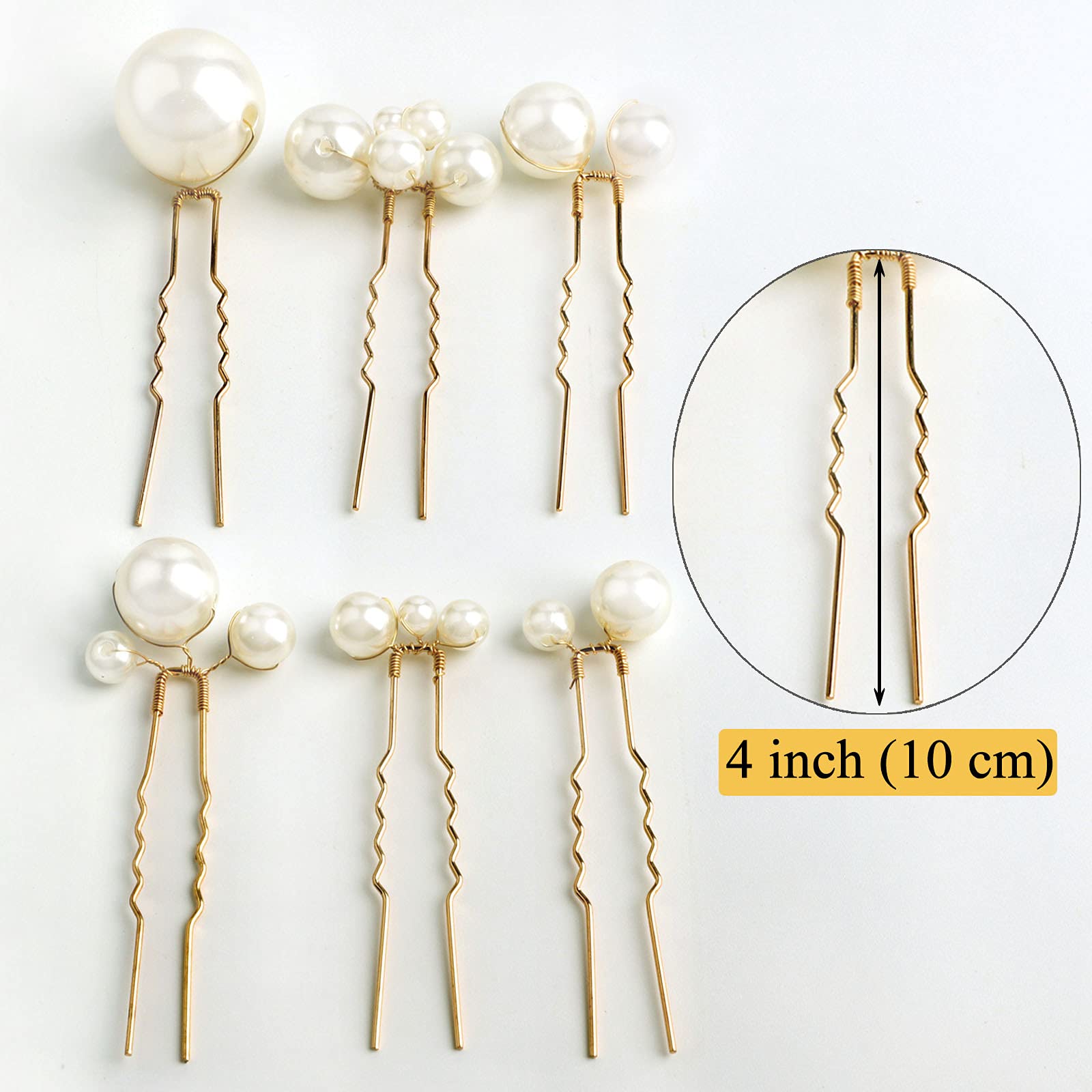 Sppry Wedding Pearl Hair Pins (12PCS) - U Shaped Hair Accessories for Bridal Women (Gold)