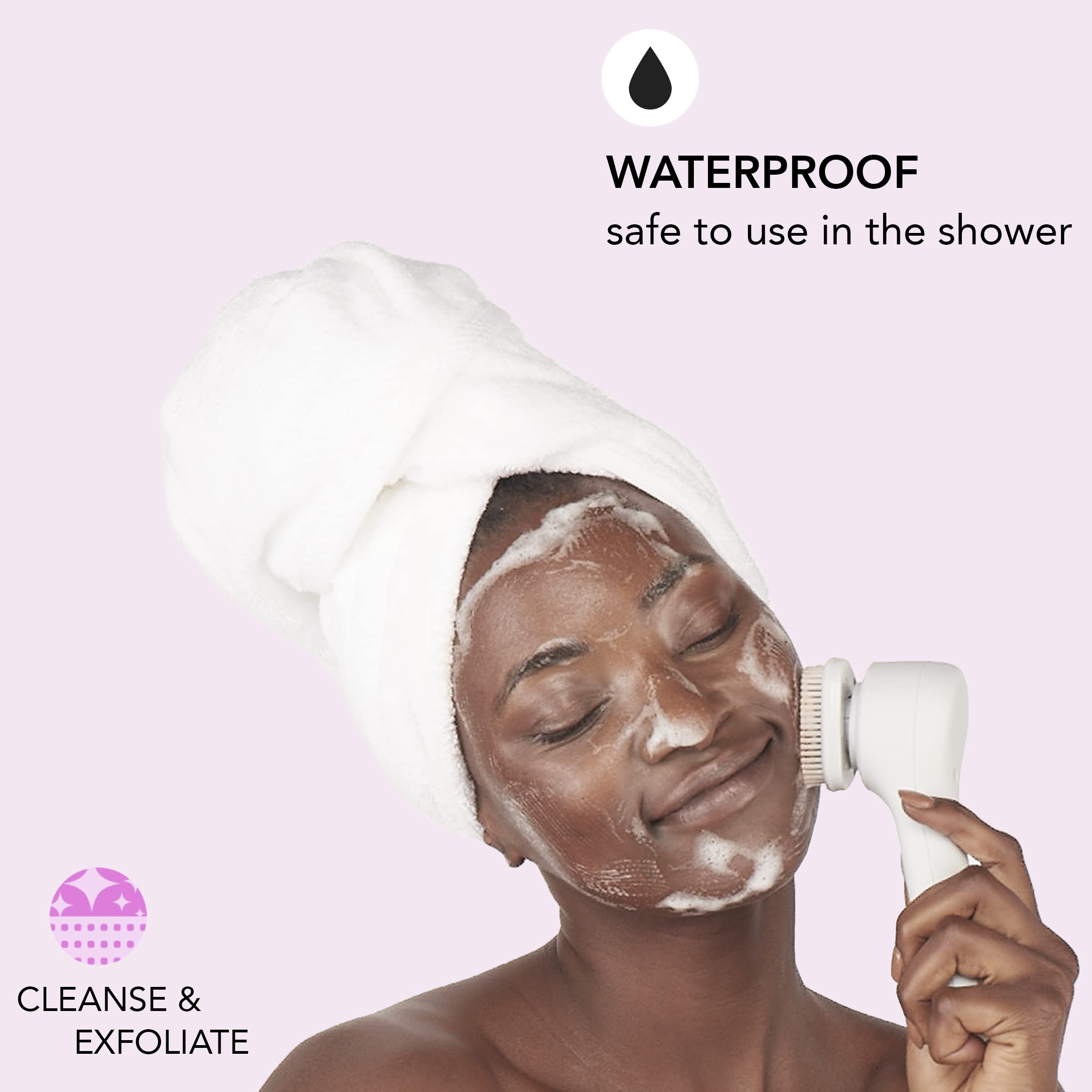 SKN by Conair Daily Glow Sonic Facial Brush, All-in-One Facial Brush Includes 3 Interchangeable Attachments for Complete Cleansing, Exfoliation, and Rejuvenation