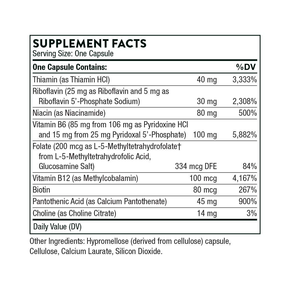 THORNE B-Complex #6 - Vitamin B Complex with Active Forms of Essential B Vitamins and Extra B6-60 Capsules