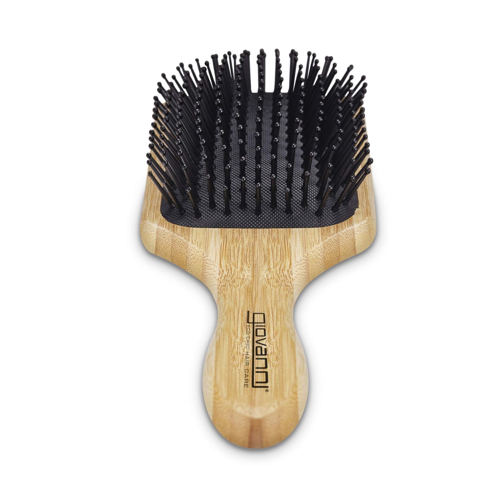 GIOVANNI Rectangular Paddle Hair Brush with Real Bamboo Handle and Base, Bristles Gently Detangle & Smooth Hair, Great for Fine or Thick Hair, Works on Curly or Straight Hair Types, Smoothing Tresses
