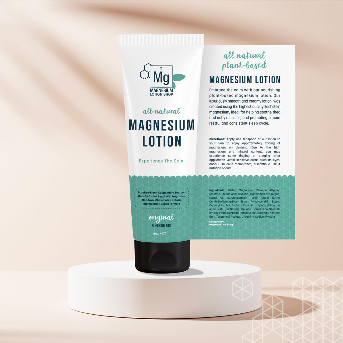 Unscented Magnesium Lotion for Sleep | 6oz Bottle with 250mg in each Teaspoon | We use Natural Shea Butter in Our Paraben-Free Magnesium Lotion for Leg Cramps