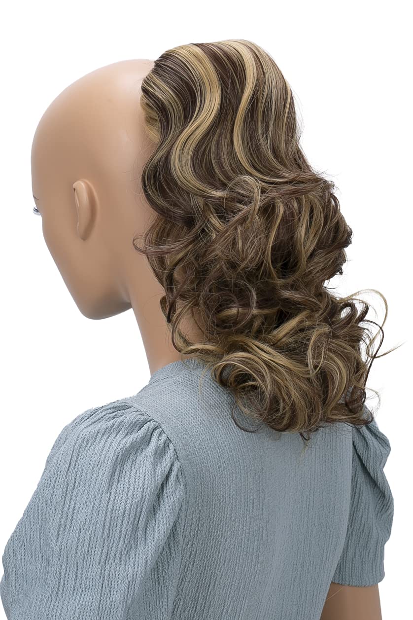 PRETTYSHOP Hair Piece Ponytail Drawstring Extension Wavy Voluminous Nature Looking Heat-Resisting 16 red brown/blonde mix # 33H27 PH214