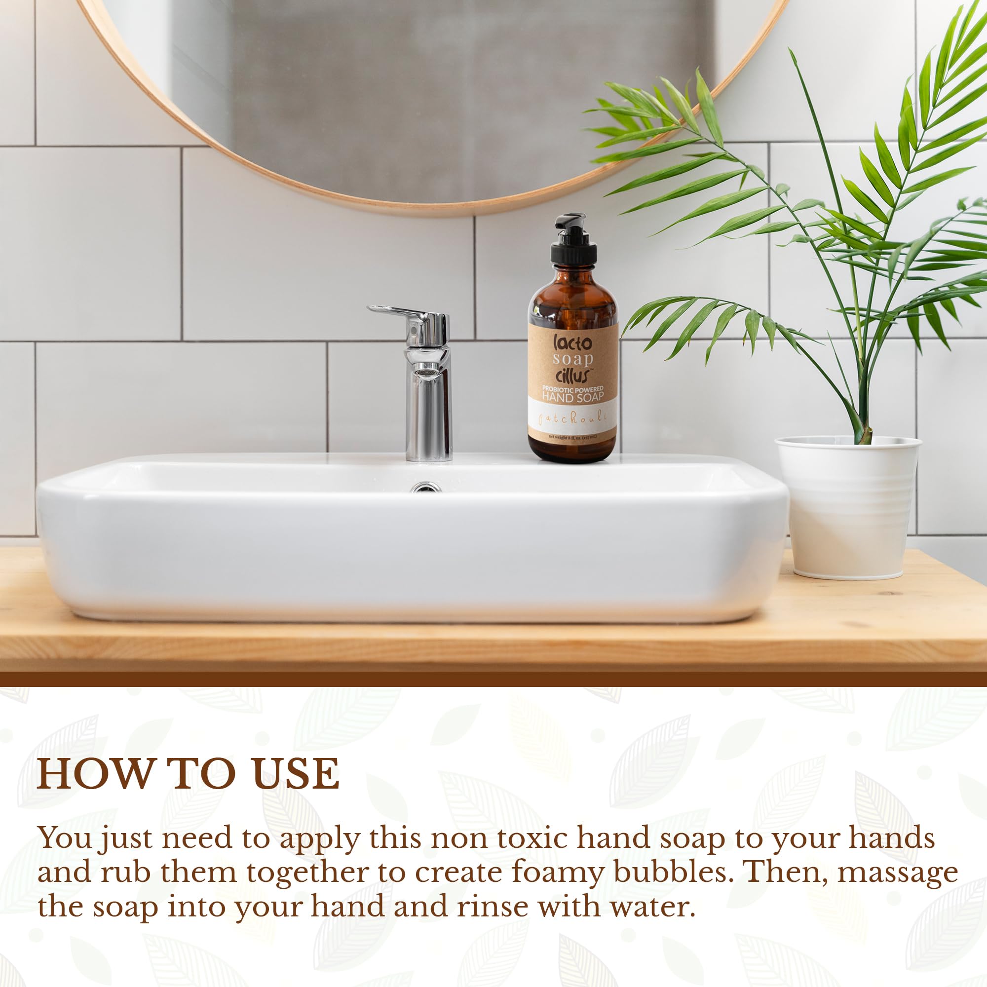 Elemental Wellness, Liquid Hand Soap - Probiotic Soap - Natural, Vegan, and Moisturizing Hand Soap - Patchouli Scent Hand Refill Soap, Patchouli Essential Oil - Palm Oil Free (8 fl oz)