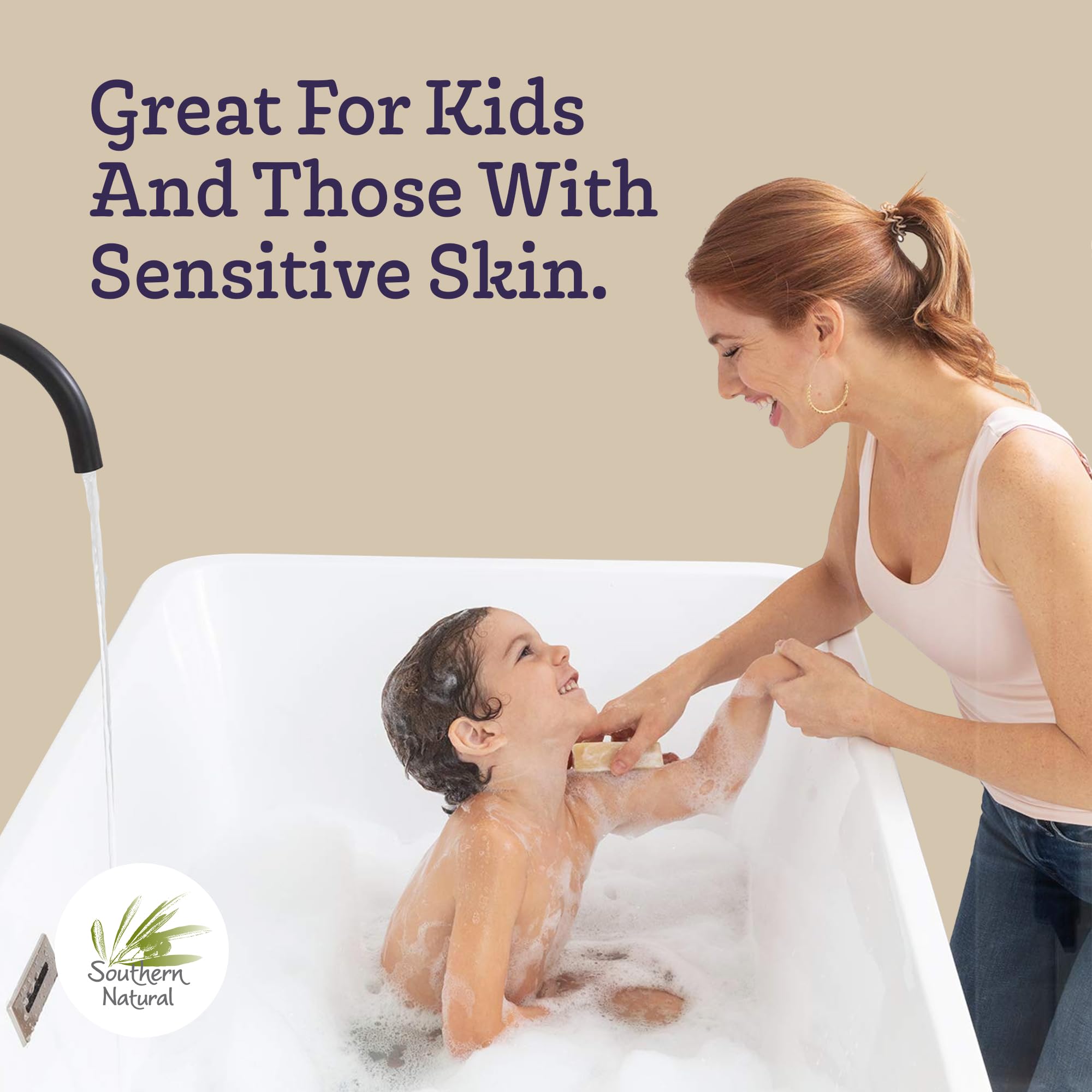 Southern Natural Goat Milk Soap Bar (Lavender 3 Pack) For Dry Sensitive Skin. Natural, Handmade Soap For Men, Women, Kids & Baby. Use On Face & Body