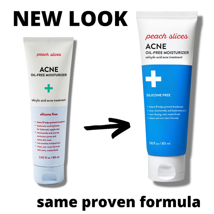 Peach Slices | Acne Oil-Free Moisturizer | Satin Matte Finish | 0.5% Salicylic Acid | Hyaluronic Acid | Prevents Breakouts | Pore Minimizing | Clear Skin | Silicone Free | Face Moisturizer | 2.8 oz