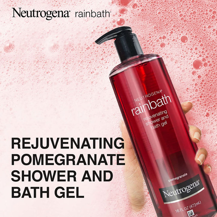 Neutrogena Rainbath Rejuvenating and Cleansing Shower and Bath Gel, Moisturizing Body Wash and Shaving Gel with Clean Rinsing Lather, Pomegranate Scent, 16 fl. oz